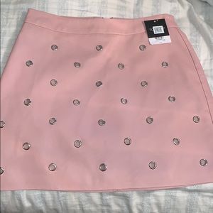 Pink leather skirt